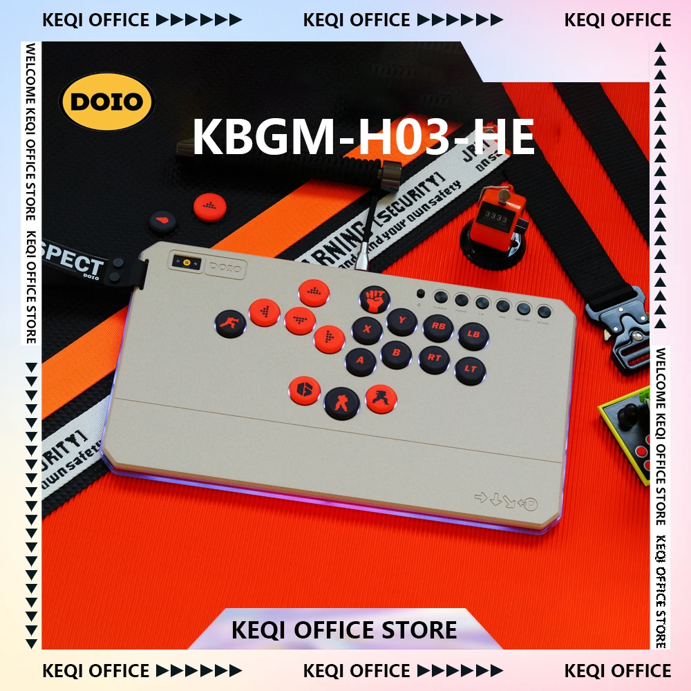 

DOIO KBGM-H03-HE Клавиатура с магнитным переключателем, регулируемый триггер, алюминиевая игровая клавиатура Street Fighter 6, индивидуальные подарки