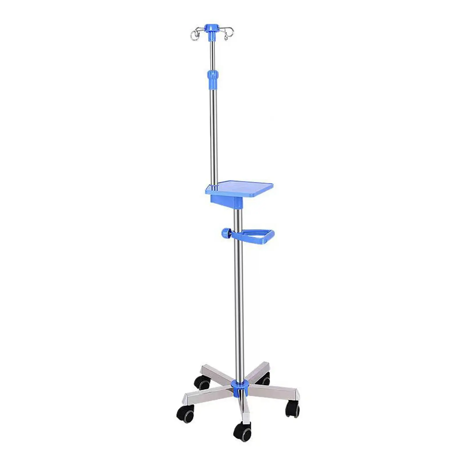 IV Pole IV Bag Holder Adjustable Portable Rolling 4 Hook IV Stand for Nursing Homes Beds Communities Service Centers