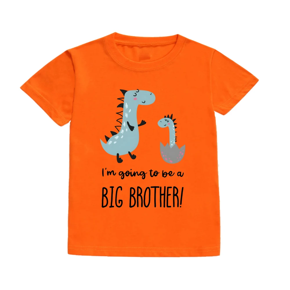 Dinosaur&I‘m Going To Be Big A Brother Print Kid Tee Shirt Casual Short Sleeve Child Tee Top 2026 Pregnancy Announcement Clothes
