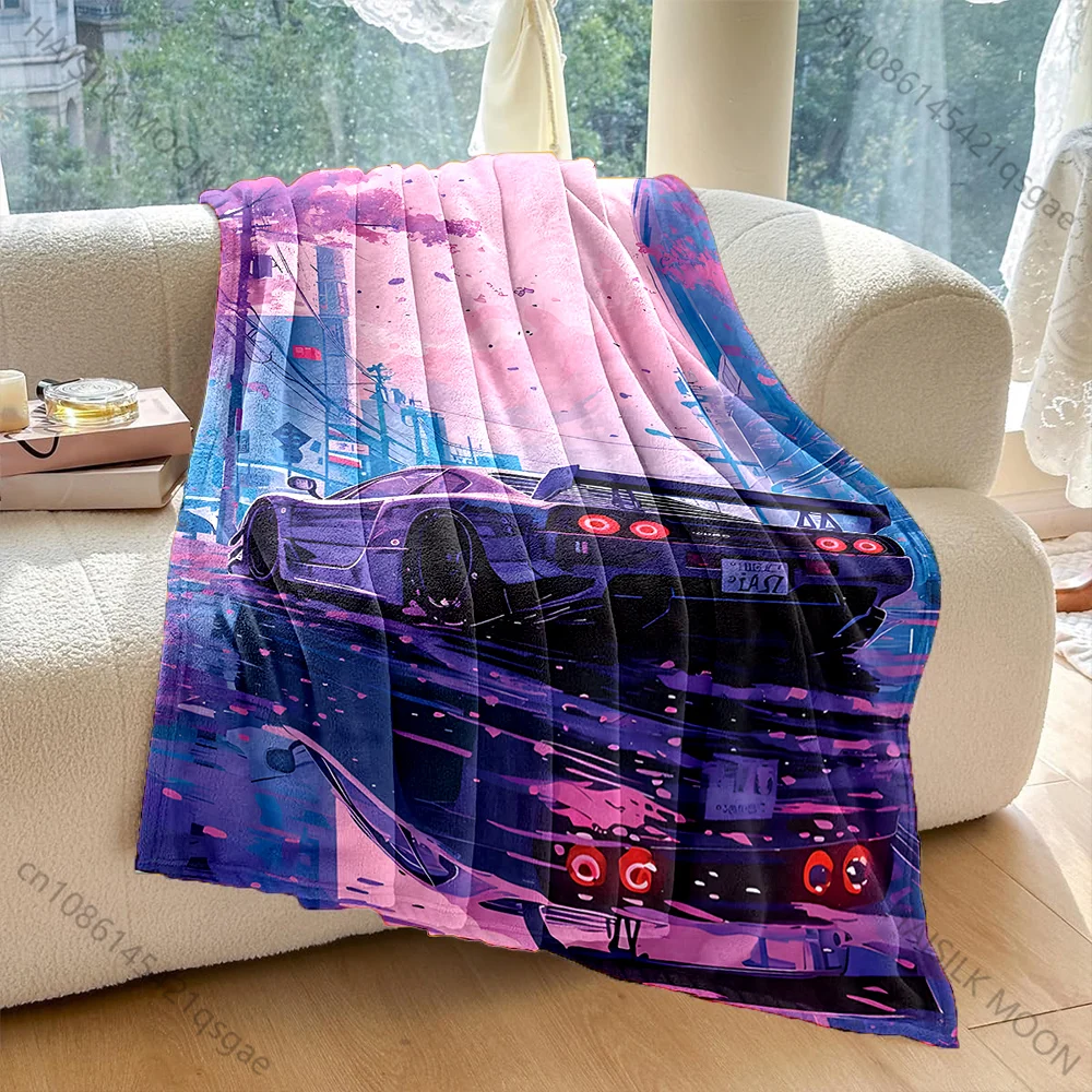 

1 шт. фиолетовое одеяло с принтом спортивного автомобиля, теплое одеяло для взрослых и детей, мягкое и удобное, подходит для дома, путешествий и автомобиля, для всех сезонов.