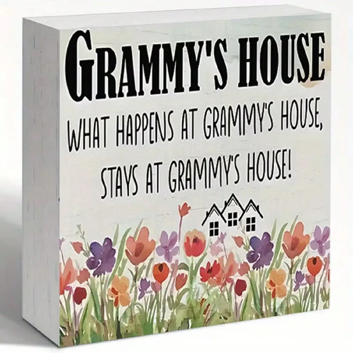 1pc Cozy Grandparent Grandchild Secret Base Decorative Plaque Wood Box Sign Grammy's House WHAT HAPPENS AT GRAMMY's HOUSE,