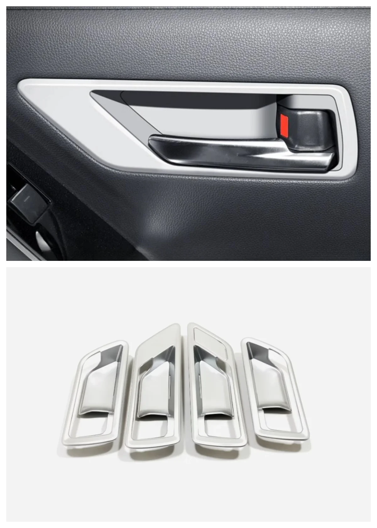 

Suitable for Toyota Land Cruiser LC300 2022 2023 Inner door bowl ABS decoration Auto Parts silvery carbon fibre 4 piece set