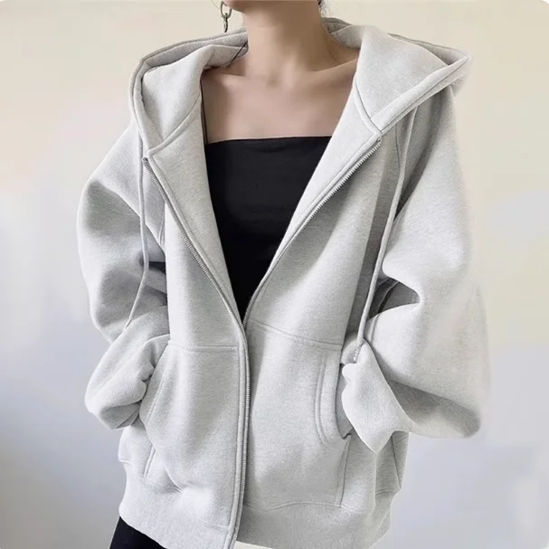 

Корейская толстовка-кардиган на молнии с капюшоном в студенческом стиле для пар, осенняя новинка, повседневная уличная одежда