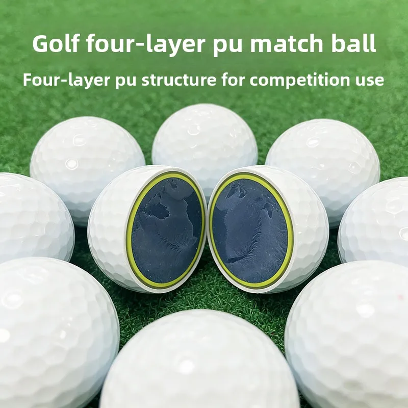 4-Layer PU Golf Balls, High Resilience Polyurethane Golf Balls, Professional On-Course Swing Training Competition Balls