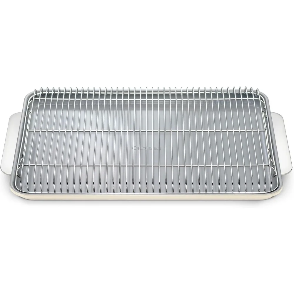

Non-Stick Ceramic Baking Sheet & Cooling Rack - Ceramic Coated - Non-Toxic, PTFE & PFOA Free - Perfect for Baking, Roast
