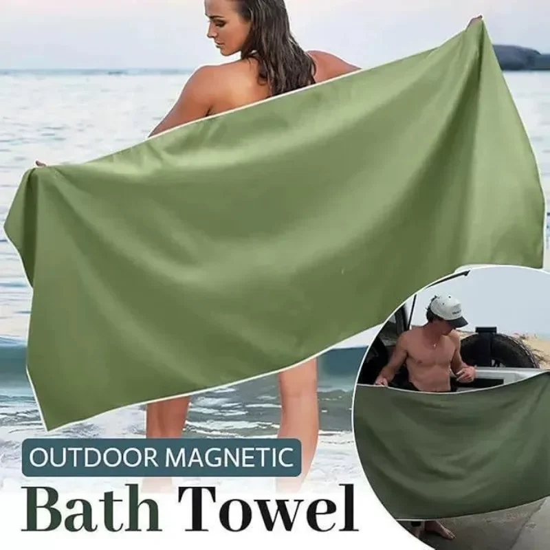 Multifunctional Magnetic Bath Towel Microfiber Coral Velvet Beach Quick Drying Towel Outdoor Changing Clothes Bath Towels