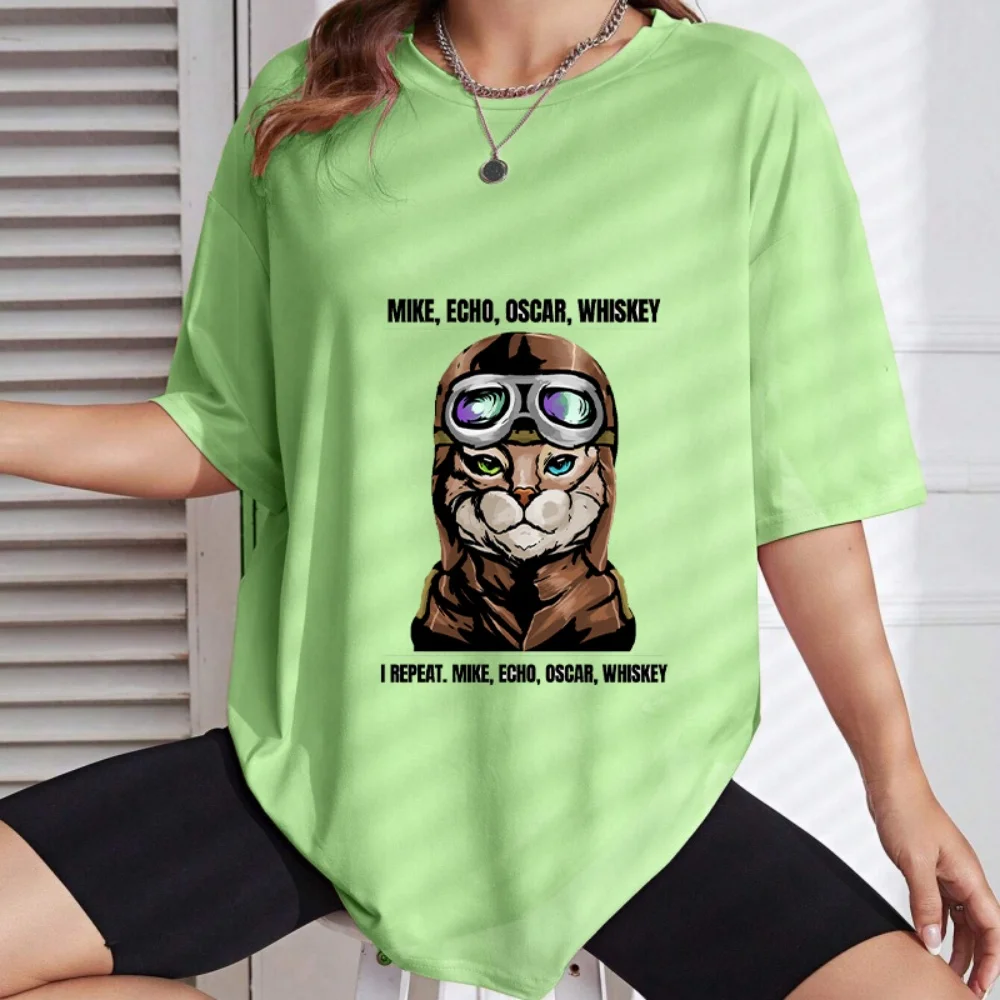 

1Pc Heterochromia Pilot Cat "Mike Echo Oscar Whiskey" Pattern Vinyl Heat Transfer Sticker, Washable Iron-On Transfer Sticker