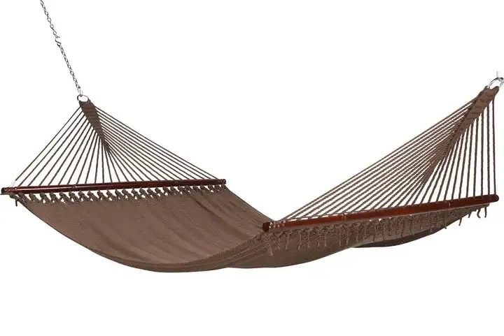 HMK Popular High Quality Polyester Rope Hammock For Camping Outdoor Indoor Garden Spreader Wood Bar Macrame Hammock