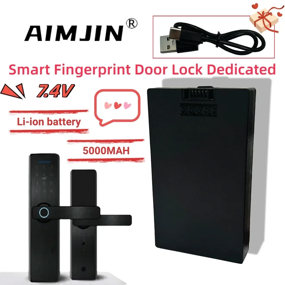 

100% New 7.4V Polymer Lithium Smart Door Lock Battery 5000mAh For Xiaomi Bosch Haier Ect