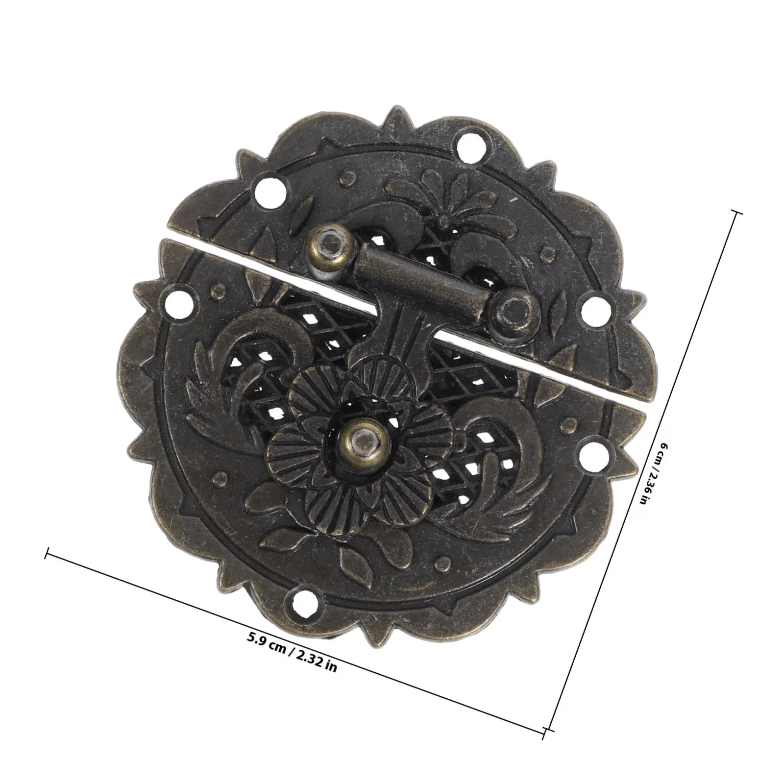 1Set Vintage Alloy Latch Round Floral Edge Jewelry Decorative Hasps for Wooden Case Crafts Furniture Clasp