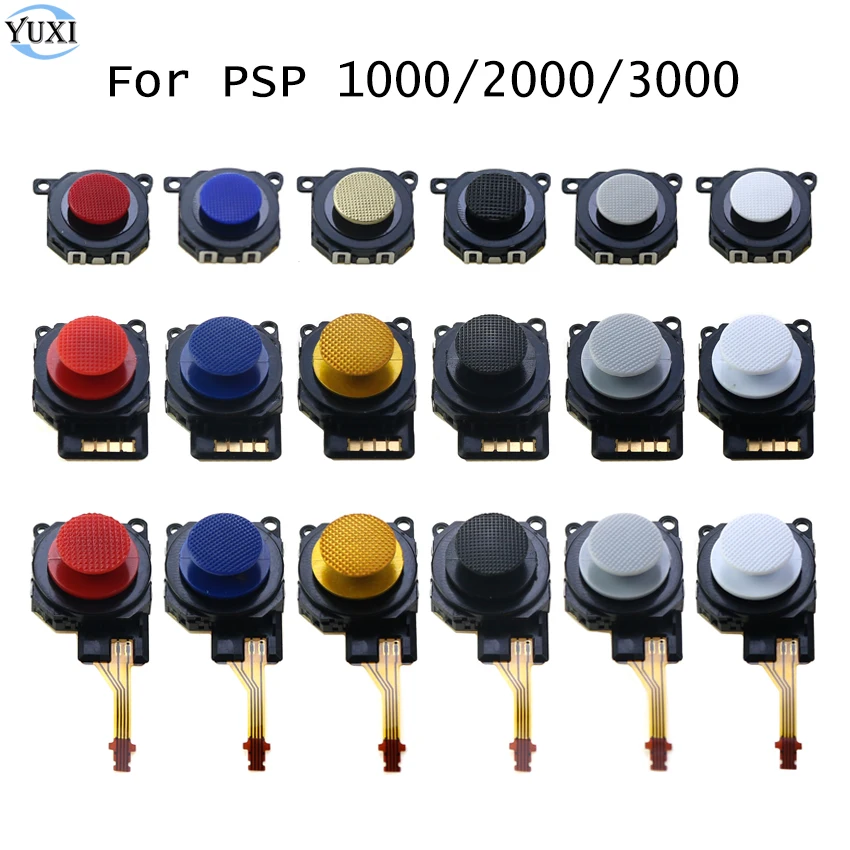 

YuXi Black 3D Analog Joystick Button Sensor Module + Thumb Stick Caps Replacement Part For PSP 1000 2000 3000 Console