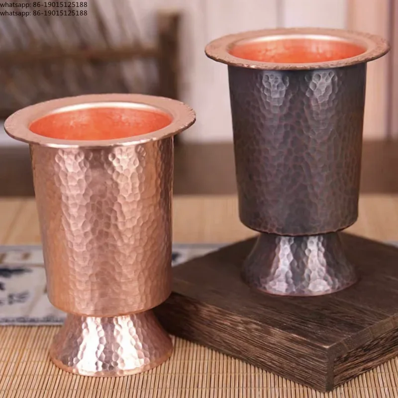 Vintage Pure Copper Coffee Mug,Thickened Hammer Texture 270ml Breakfast Beer Cup,Handcrafted Tea Tumbler Drinkware Tableware