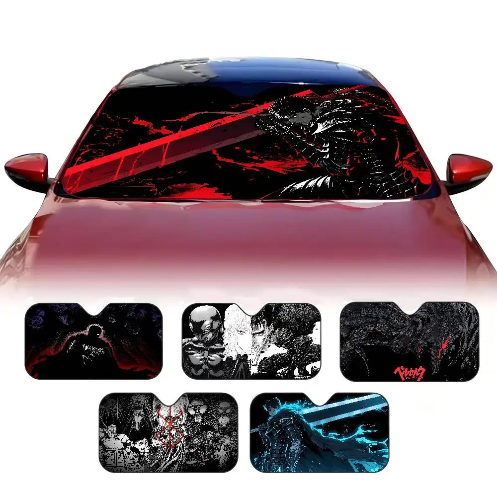 Vintage Minimalist Gothic Manga Anime B-Berserk Personalized Windshield Sunshade Car Cover Sun Shade Auto Sun Visor Car-covers