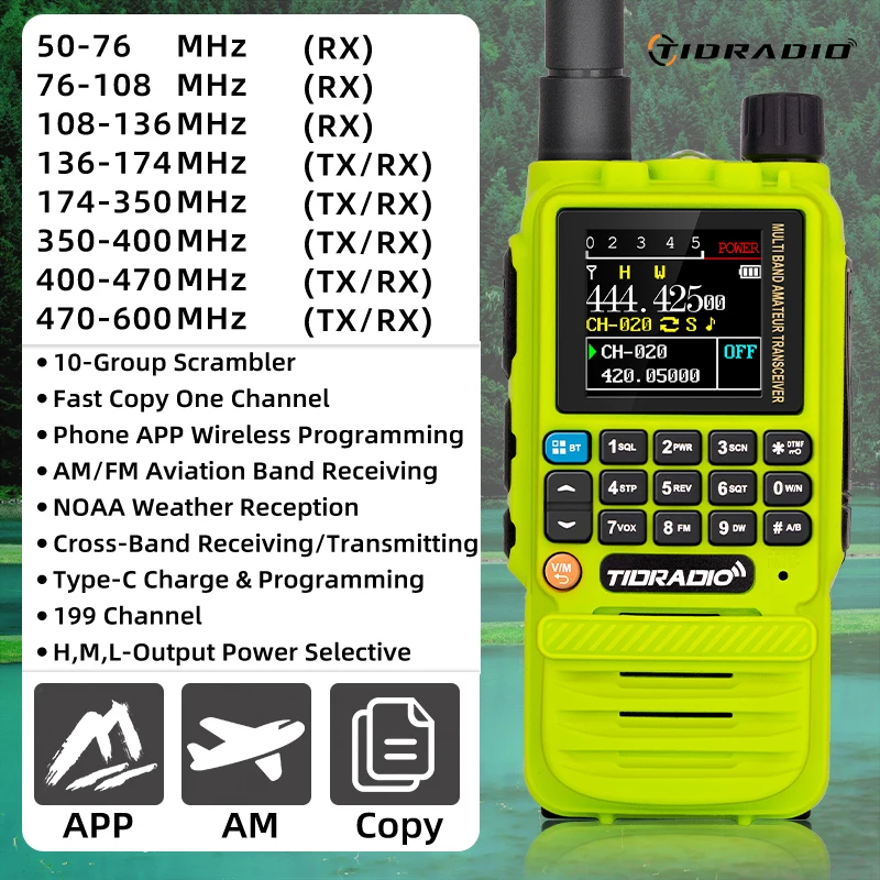 TIDRADIO 2PCS H3 Long Range Walkie Talkie Wireless Programming Air Band Long Range Two Way Radio Portable Set HAM GMRS