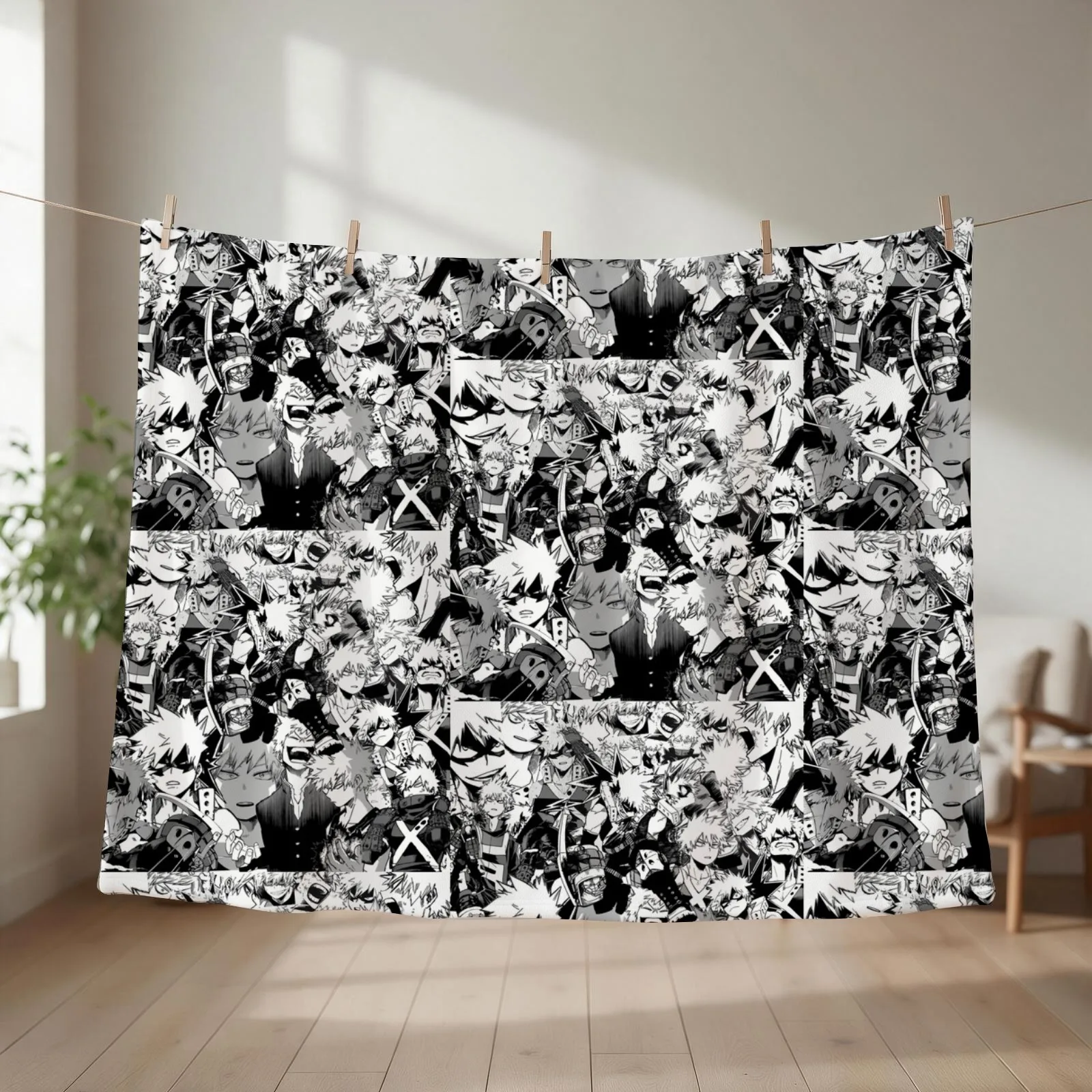 Katsuki Bakugou Throw Blanket couch cozy soft plush fuzzy picnic outdoor blanket