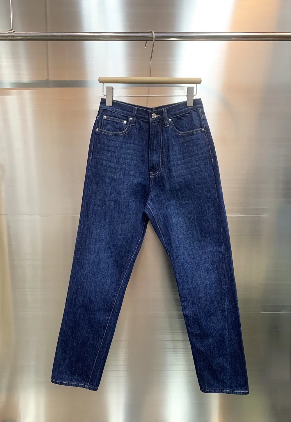 in cotone Cuciture intrecciate Jeans a nove tendaggi Semplice Slim Fit Or Jeans lunghi da donna Tee Colori Casual Sle Mid-Elasti