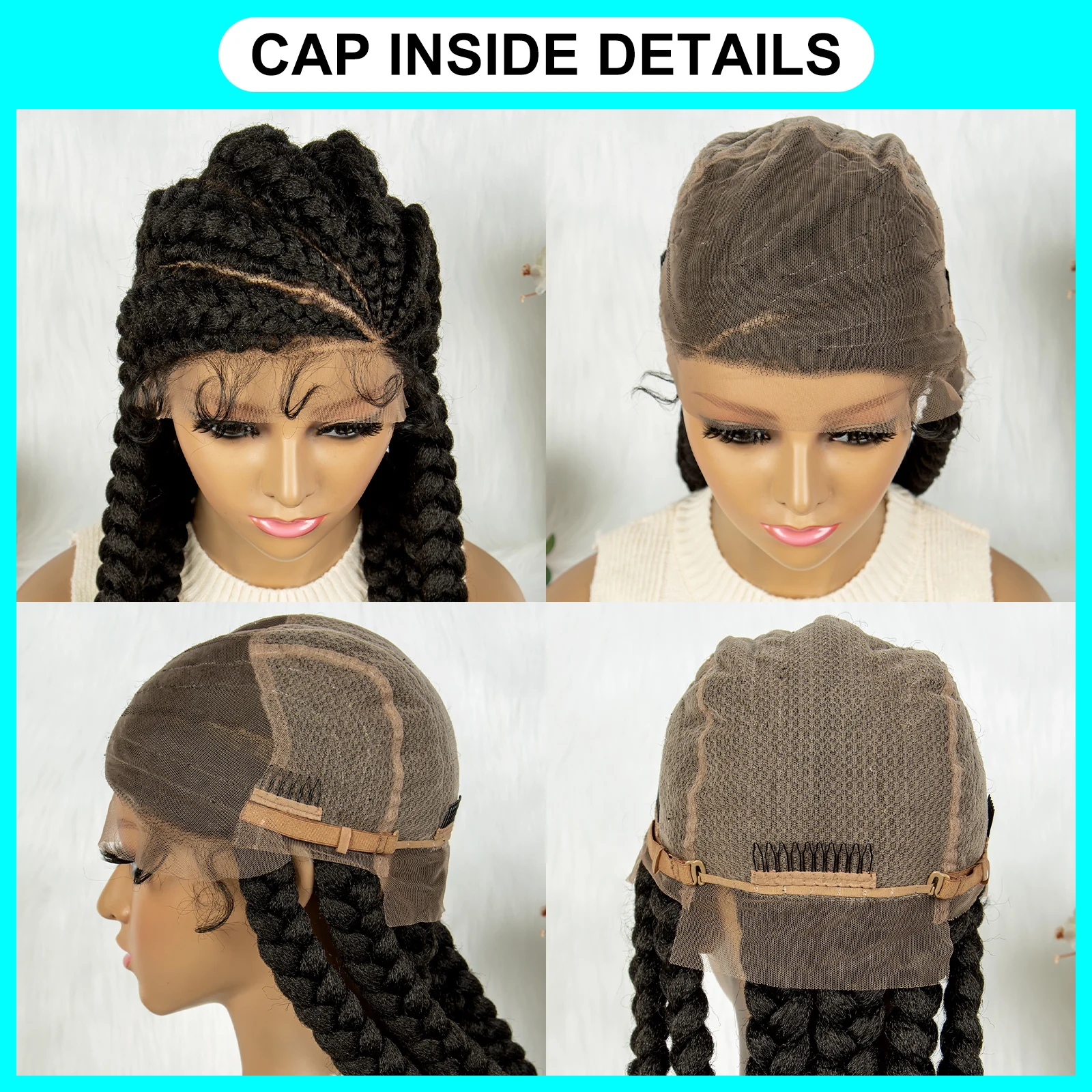 KIMA Lightweight Transparent Full Lace Braided Wigs Synthetic Lace Front Wig Knotless Braids Wigs for Black Women Synthetic Wig