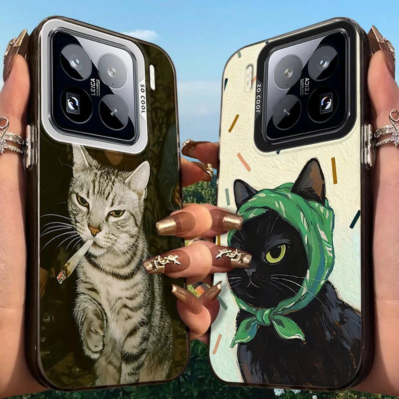 

Красивый матовый чехол с котом для Xiaomi Mi 15 14 14T 13 13T 12 12T 12X 12S 11 Lite POCO F6 F5 X6 X5 X3 M6 Pro 5G 4G акриловый чехол