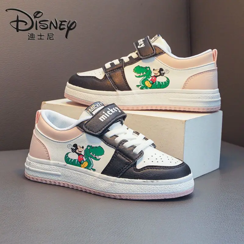 Zapatos para niños de Mickey, fotos reales, zapatos de tablero para mujer, primavera otoño 2025, nuevos zapatos blancos para niñas, zapatillas informales Joker para estudiantes