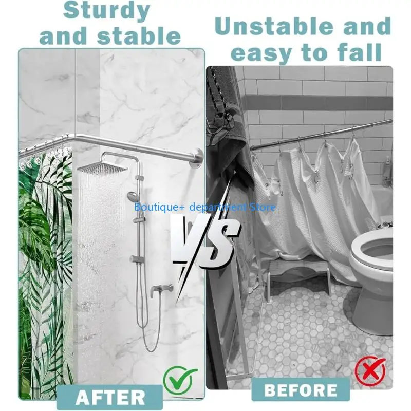 E1PD Pack Of 2 Rust Resistant Shower Rod Holders Adjustable Length For Sloped High Ceilings 60In