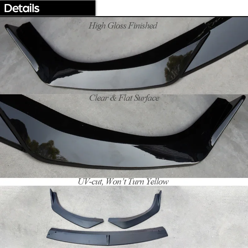 3PCS Black & Carbon Fiber Printing Front Bumper Cupspoiler Lip for Mazda Mazda3 4th IV BP 2019 - 2024