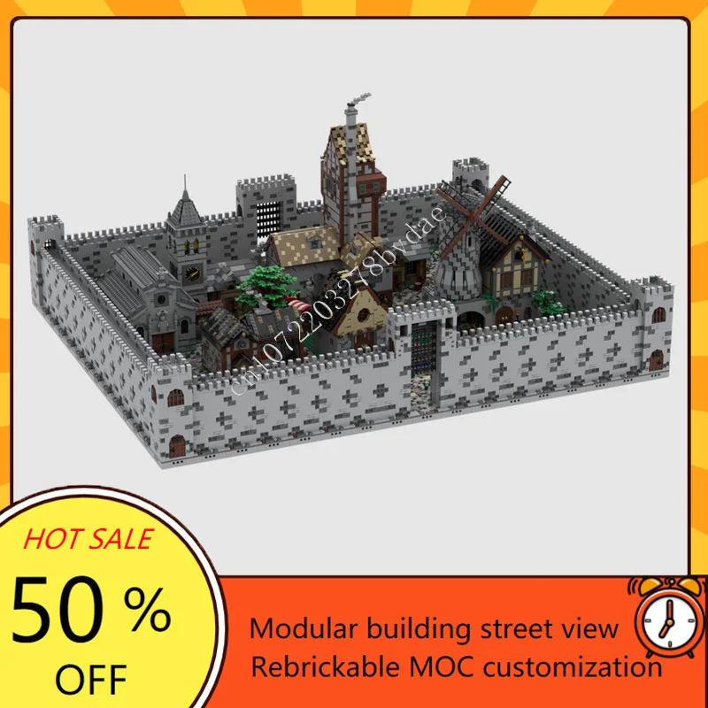 MOC Medieval Castle Building Block Model Medieval Modulars Bundle Technical Bricks DIY Assembly Set Toy For Child Holiday Gifts