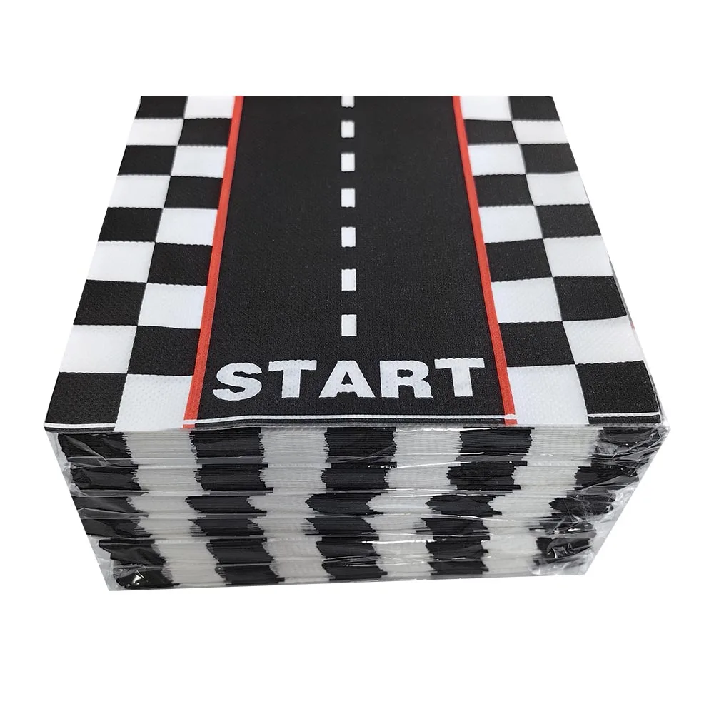 20/40/80pcs Race Track Disposable Napkins Racing Car Birthday Party Supplies Boy Racing Car Party Favors