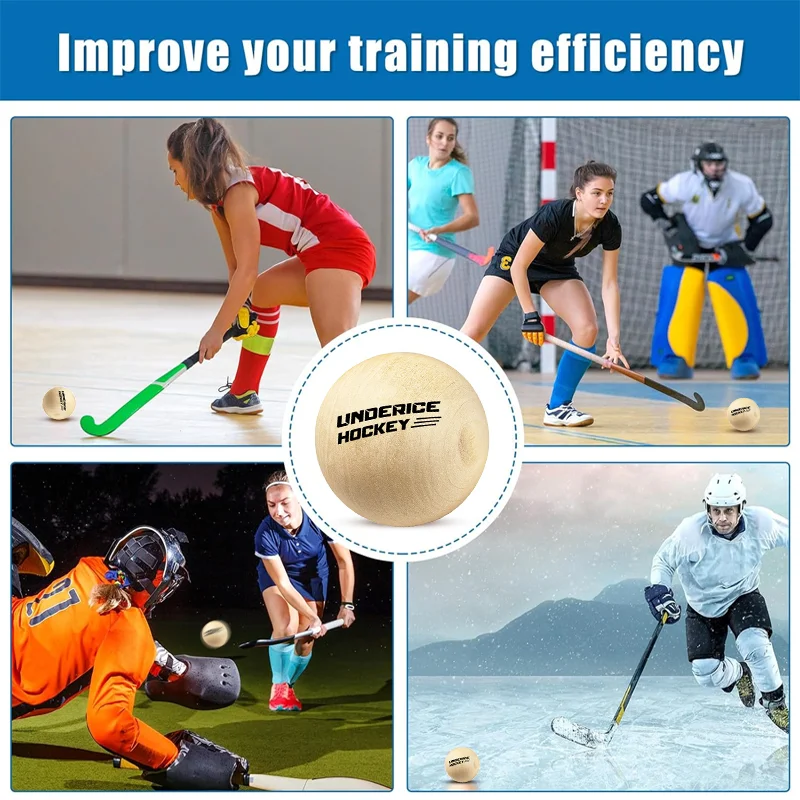 1pc Hockey su ghiaccio Palla di legno 50mm Legno duro No-Bounce Floorball Attrezzatura da allenamento Hockey di squadra Palla da allenamento professionale