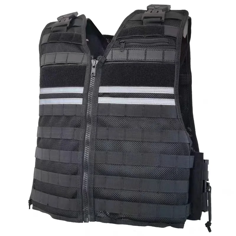 SOETAC Safety Protection Zipper Vest Reflective-stripes Jacket Security Waistcoat Adjustable Size Breathable Net Fabric Top