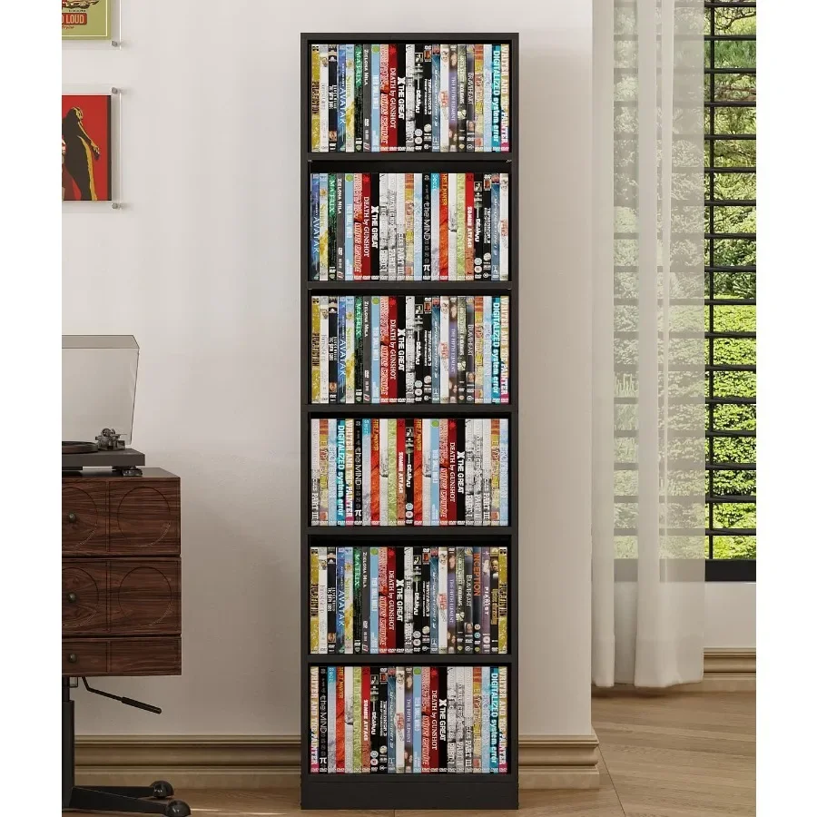 6 Tier DVD Storage Shelf, Media Shelf with Adjustable Shelves