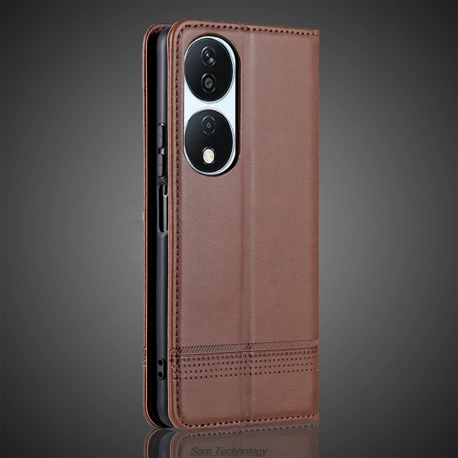디럭스 마그네틱 흡착 가죽 장착 케이스, 화웨이 아너 X7b 플립 커버 보호 케이스, Capa Fundas Coque