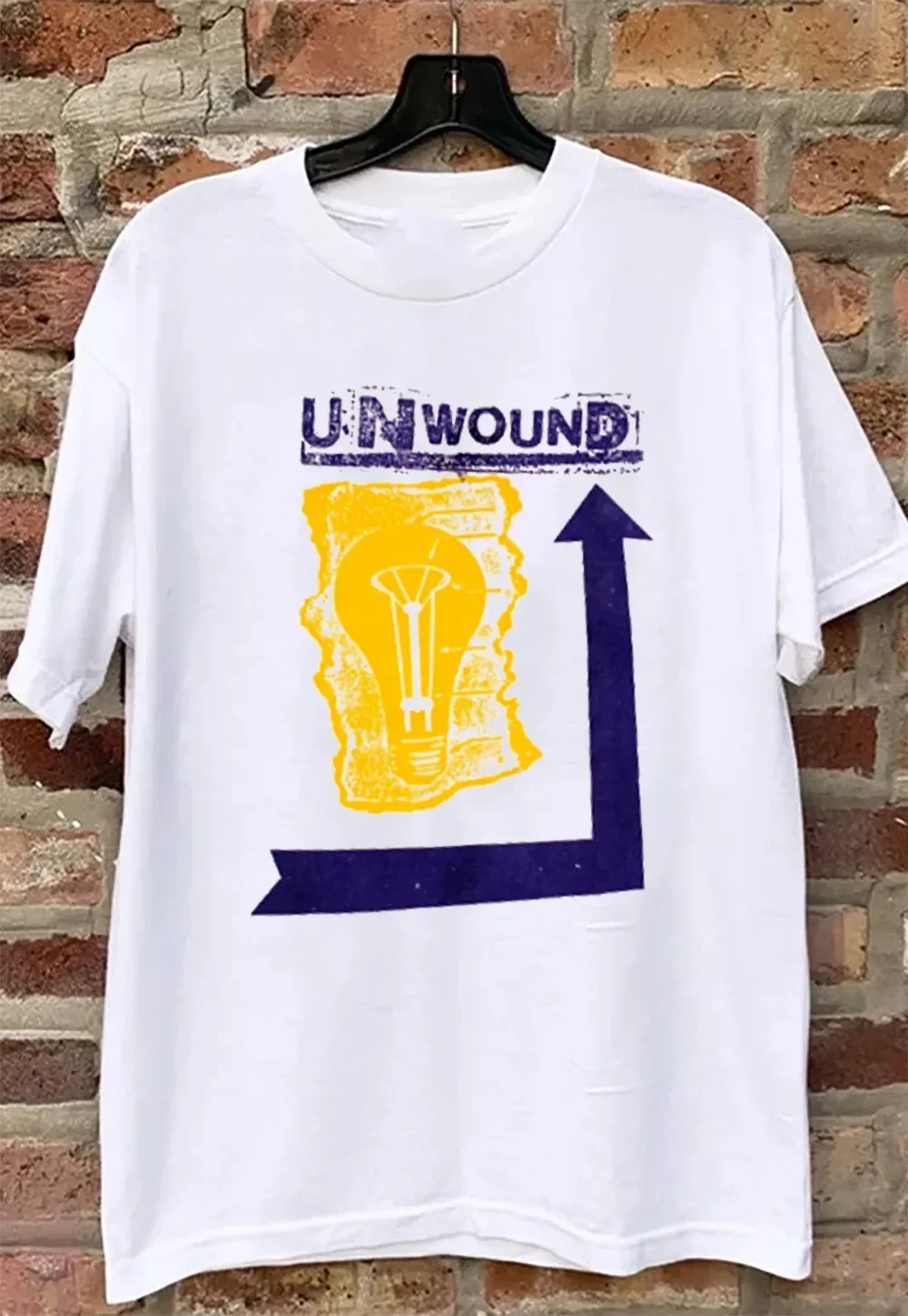 Rare Unwound‎ – Bulb And Arrow 90's White Coton All Size Shirt AL706