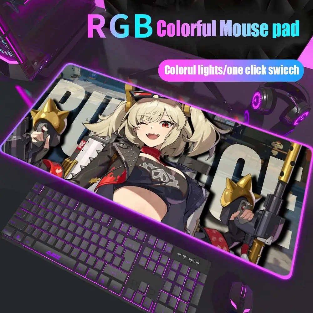 

Zenless Zone Zero Burnice White Mouse Pad Gamer Rgb Desk Mat Back Light Led Mousepad Setup Gaming Deskmat Big Mousepad Backlight