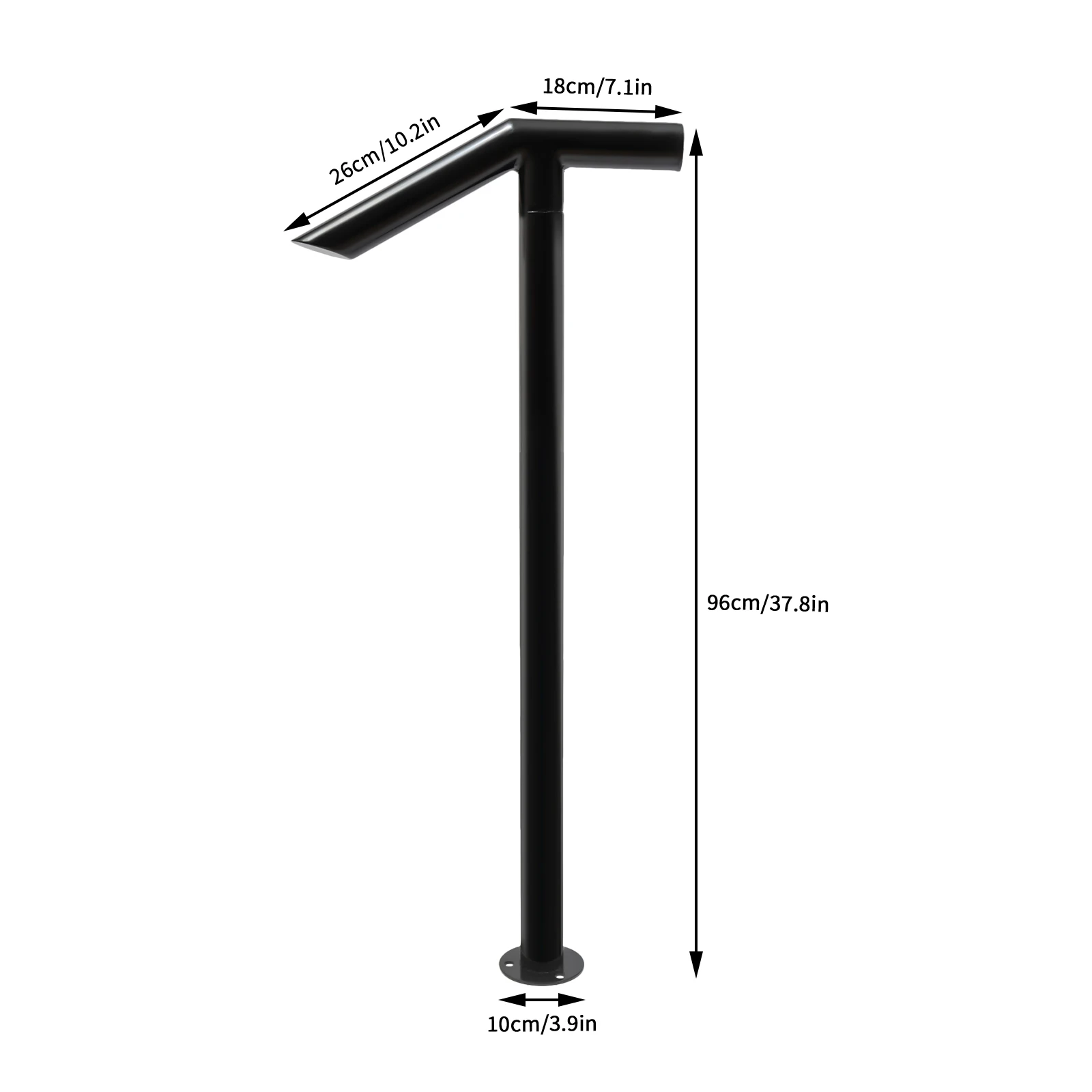 2-Step Handrail Single Post Handrail, 220 LBS Capacity Baking Varnish Iron Stairs Stylish Handrails for Outdoor Steps