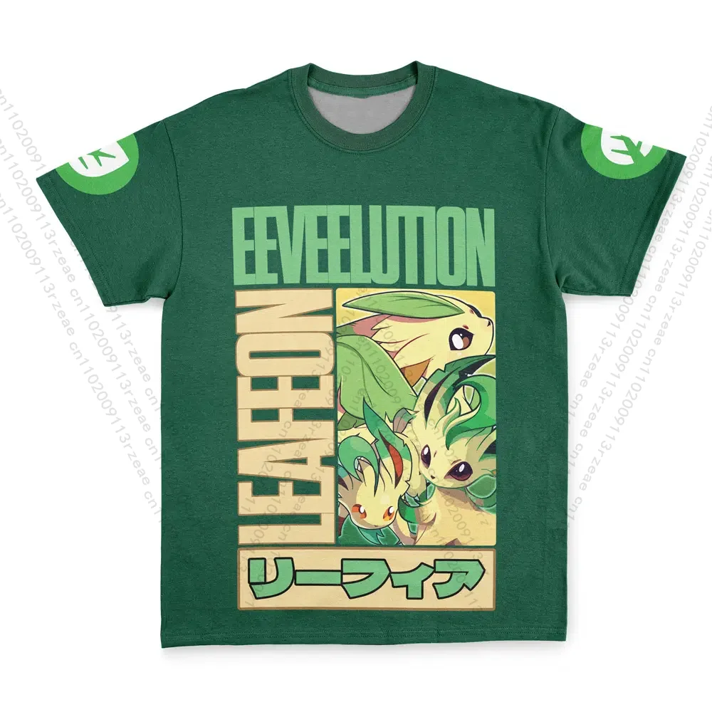 

Новейшая мужская футболка с принтом аниме Pokemon Leafeon Y2K для косплея, детская кавайная дышащая модная уличная футболка в стиле хип-хоп с Пикачу