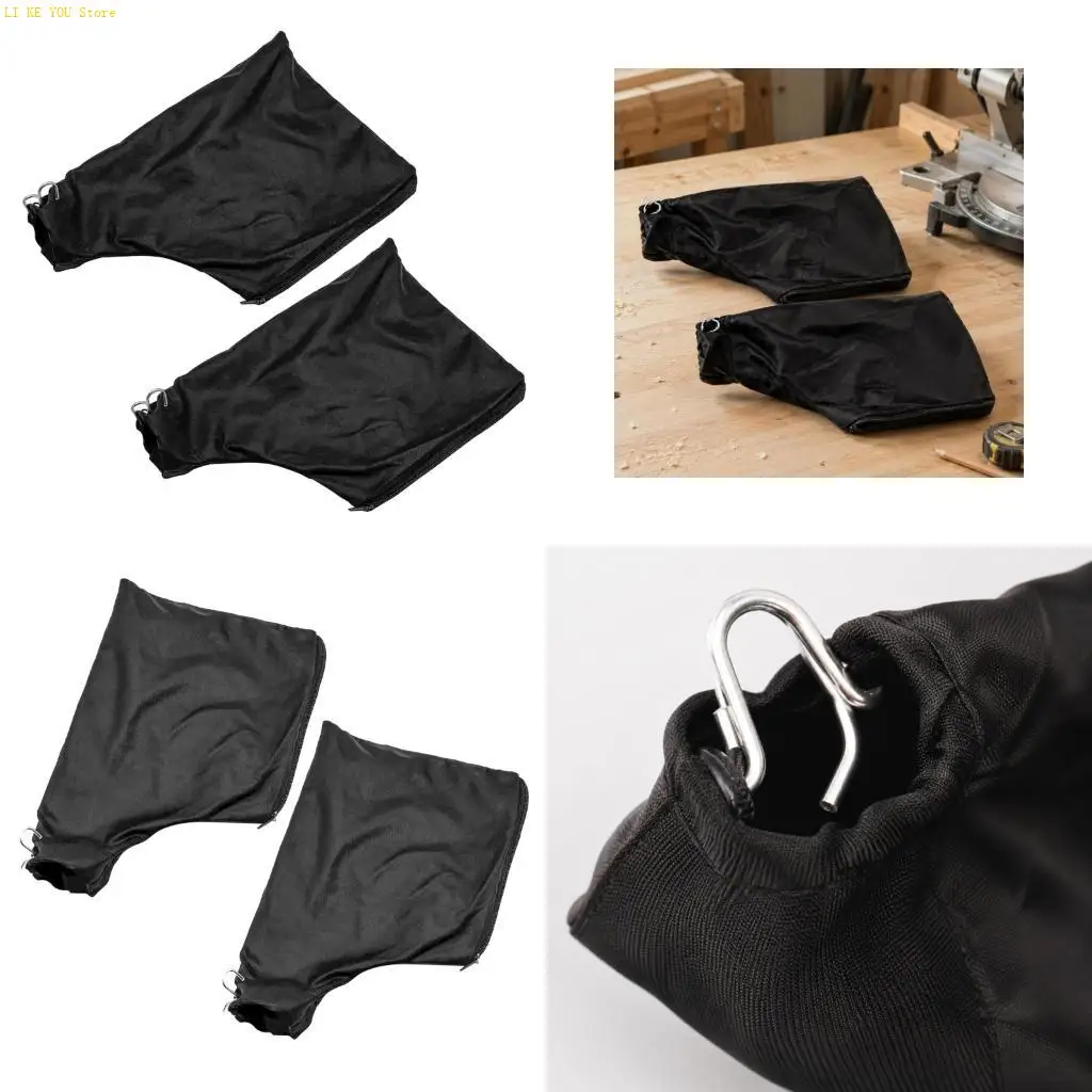 W3JE 2 Pack Miter Cutting Machine Collection Bags with Fabric Construction, Metal Hanging Hardware and Bottom Emptying Openings