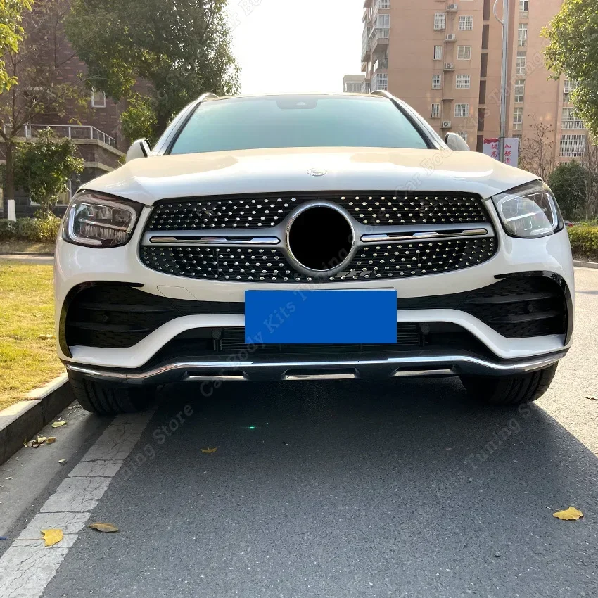 For Mercedes Benz GLC Class X253 C253 GLC260 300 2020-2023+ LCI Front Bumper Spoiler Splitter Air Knife Cover Grille Trim