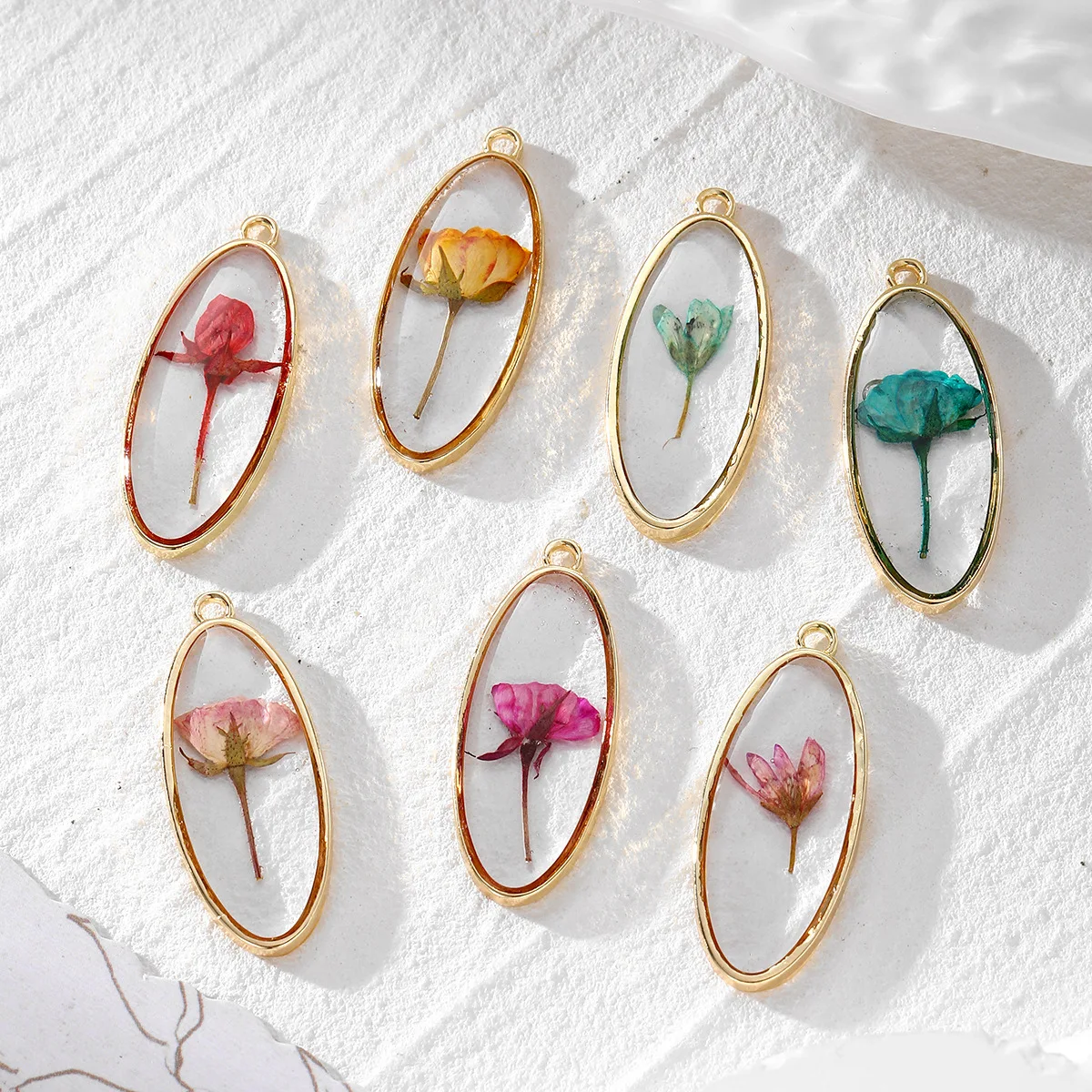 

5Pcs Colored Dried Flowers Charms Alloy Pendent For Wholesale Phone Keychain Earring Necklace Bracelet DIY Crafts Jewelry Make