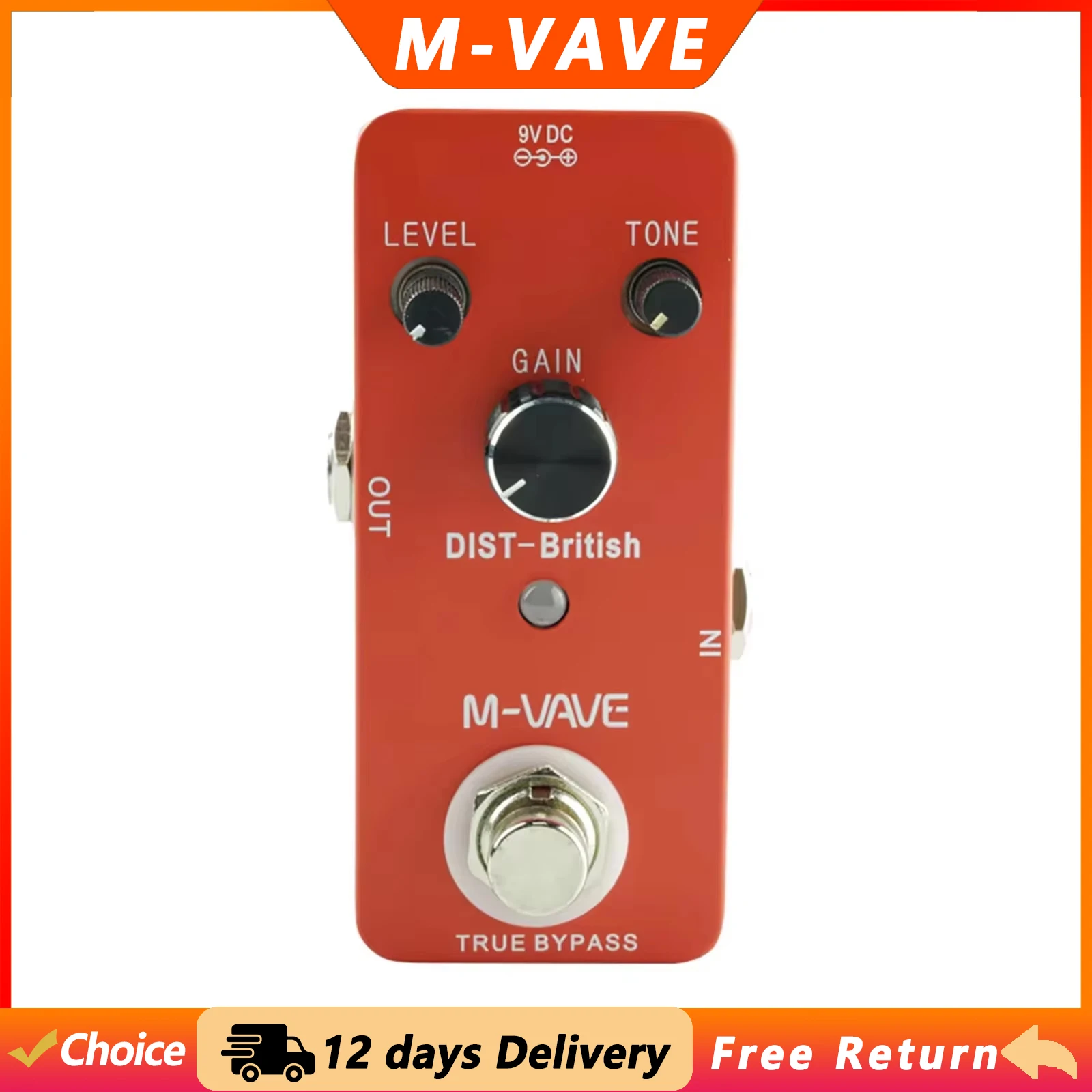 M-VAVE Guitar Distortion-British Effect Pedal British Distortion Effect True Bypass Pedal Electric Guitar Parts Accessories