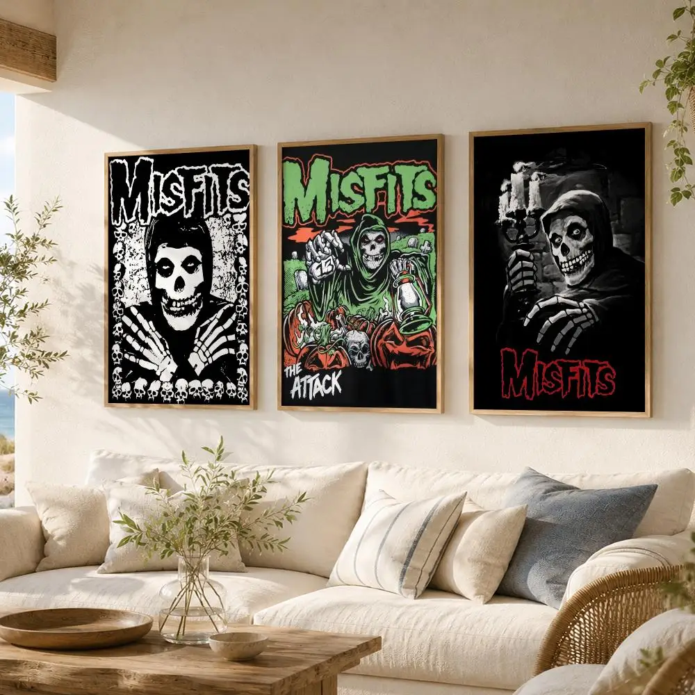 M-Misfits Rock Band Poster HD Wall Stickers Mural Self-Adhesive Decals Home Decor Bedroom Living Room Decoration Gift