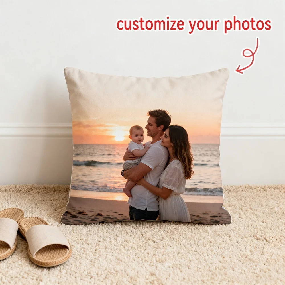 Personalized Custom Picture Throw Pillow with Insert, Double Sided Printed 1 Photo Cushion, Custom Photo Gift for Anniversary