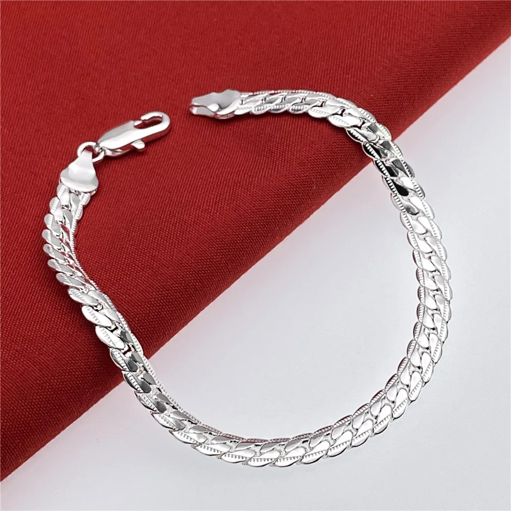 20-60cm Silver Color Luxury Brand Design Noble 6mm Necklace Chain For Woman Men Fashion Wedding Engagement Jewelry