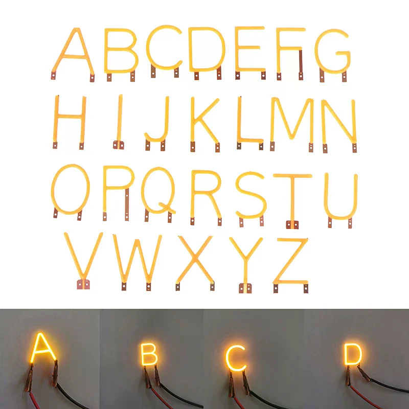 English Letter Filament COB LED Filament DC3V Candle Edison Yellow Diodes Party Decoration Light Accessories DIY