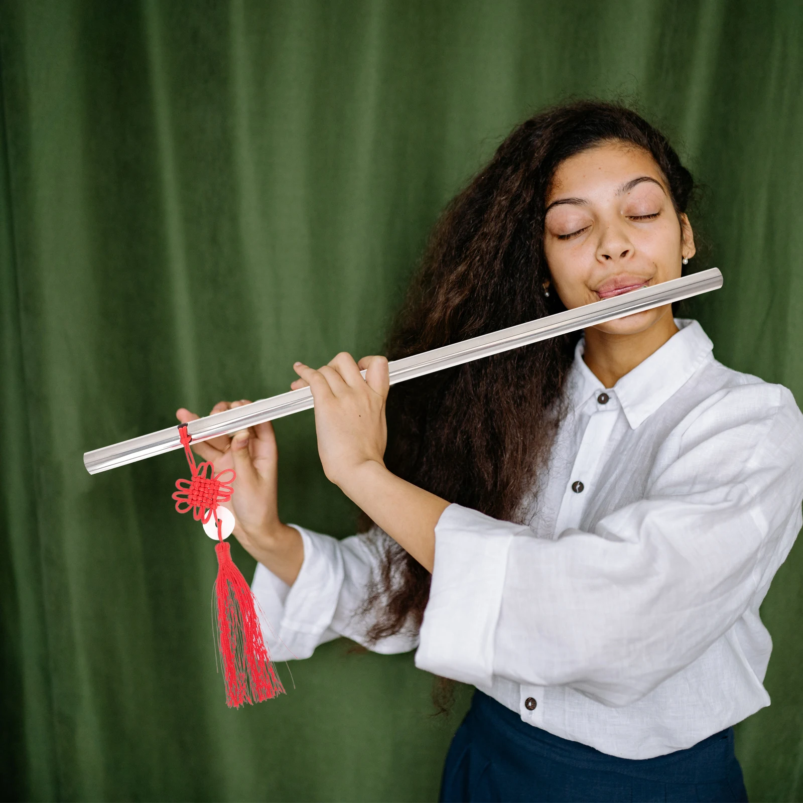 

Stainless Steel 50CM Long Toy Kids Musical Instrument Beginner Flute Metal Chinese Flute Sturdy Portable