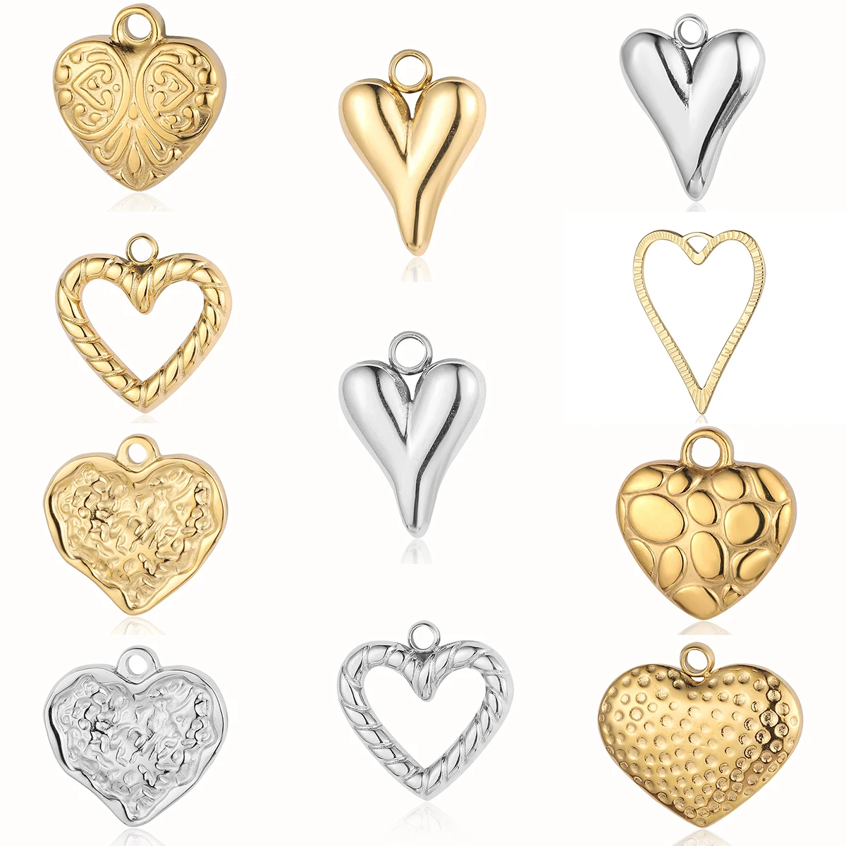

3Pcs/Lot Stainless Steel Love Heart Charms Pendants For DIY Making Bracelet Necklace Jewelry