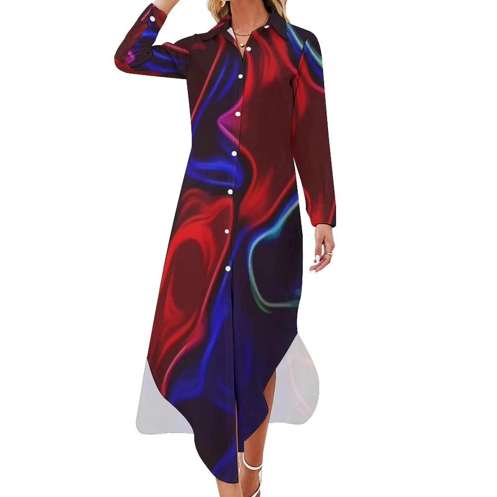 

Mahuika - Fire Goddess Long Sleeved Shirt Dress Dance dresses summer clothes Women's summer long dress