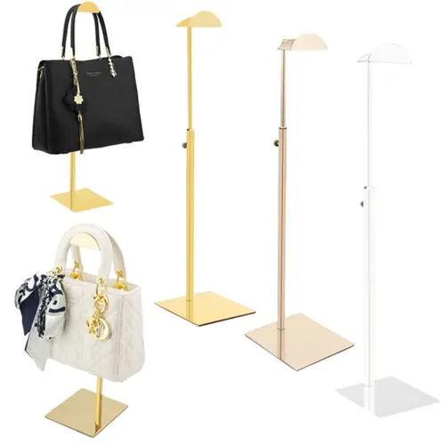 Imagen 2 del producto Soporte de almacenamiento ajustable para colgar bolsos, estante de exhibición, organizador de monederos, oro pulido/plata