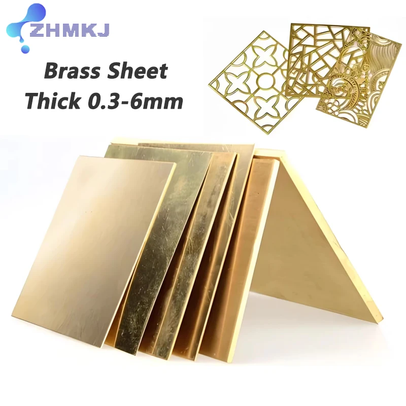 1Pc Brass Sheet Thickness  0.3 0.5 0.6 0.8 1 1.2 1.5 2 3 4 5 6mm Brass Plate Sheet Pad Foil Sheet