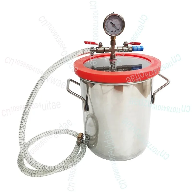 2 جالون 8L مكنسة من الفولاذ المقاوم للصدأ غرفة التفريغ فراغ إزالة الرغوة برميل لراتنجات السيليكون AB لاصق 20x24 سنتيمتر غطاء أكريليك