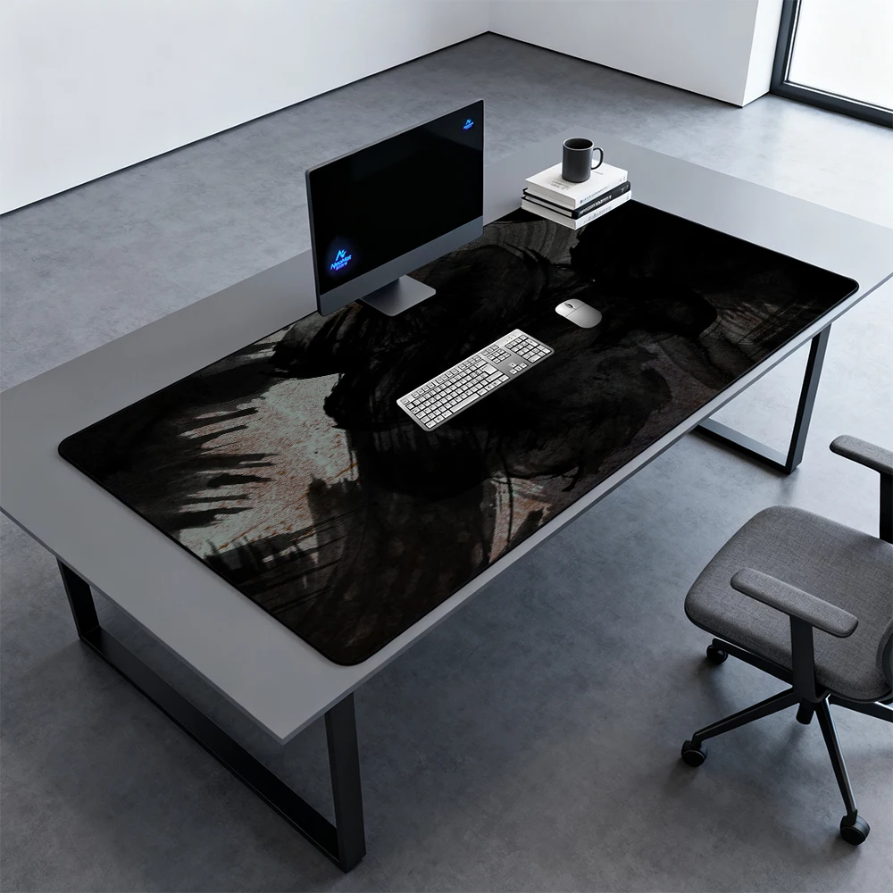 Deskpad Black Large Computer Mat Desktop Accessories Mouse Pad 160x60cm Aesthetic Abstract Mousepad Office Carpet 1200x600mm